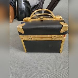 Vintage cameco black and gold Box Purse Train Case Bag retro